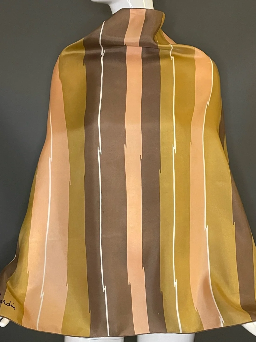Vintage Pierre Cardin Striped Silk Scarf 31 In Good Condition